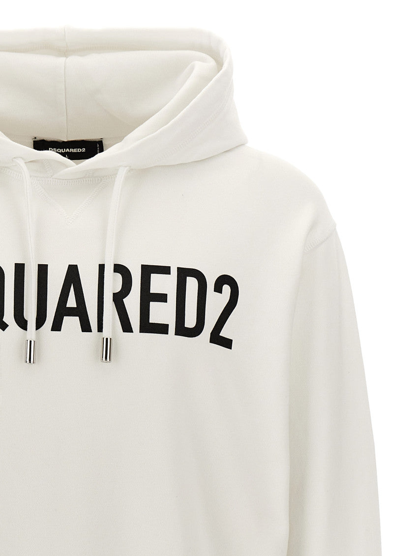White Logo Print Hoodie 3