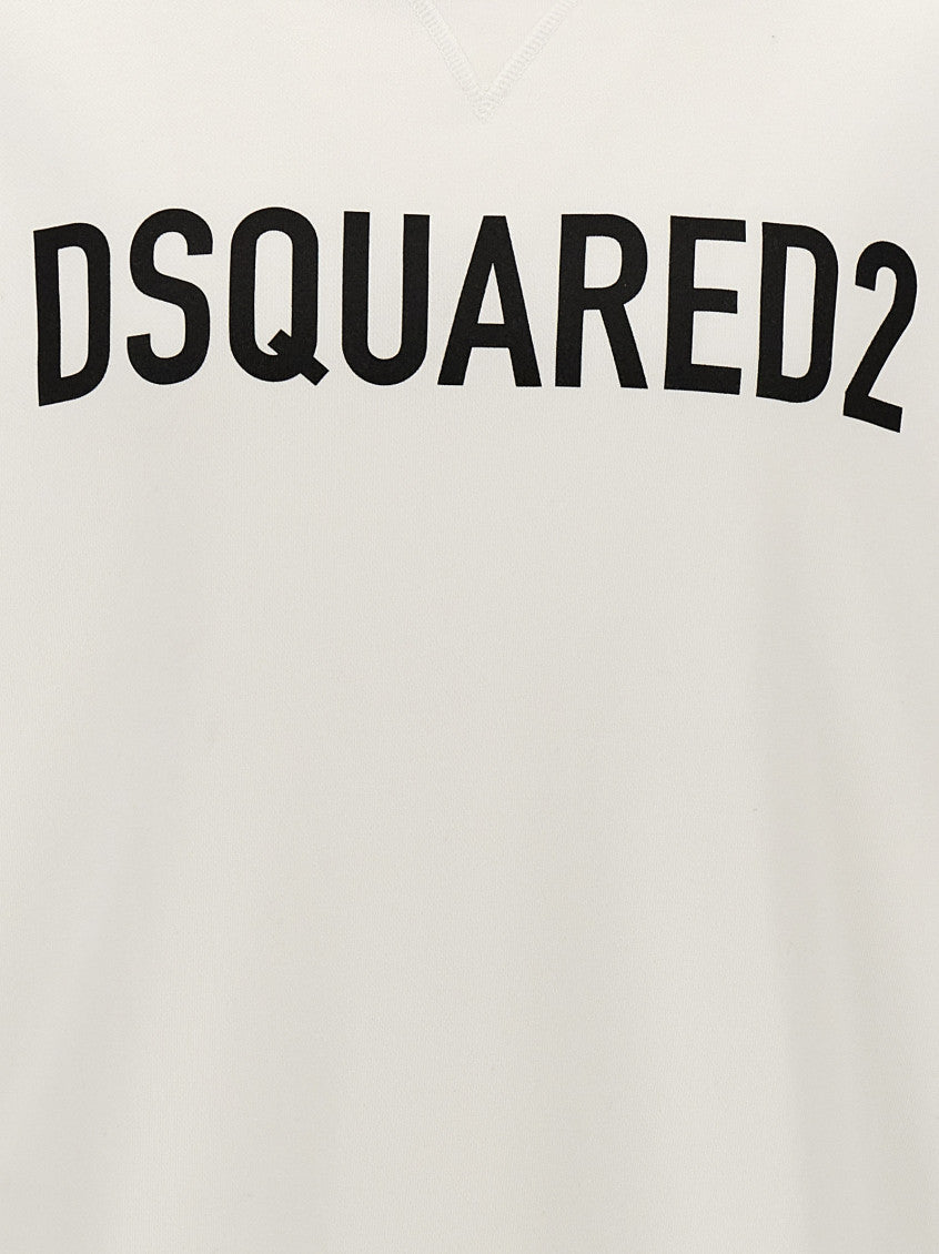 White Logo Print Hoodie 4