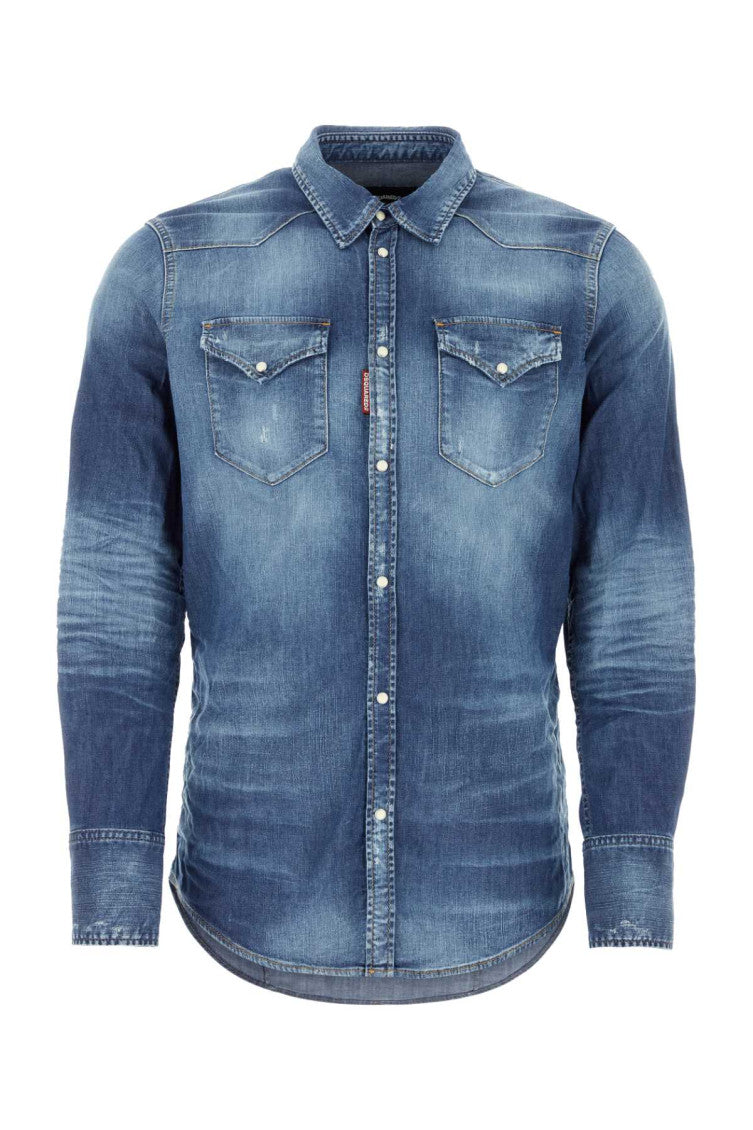 Blue Stretch Denim Shirt 1