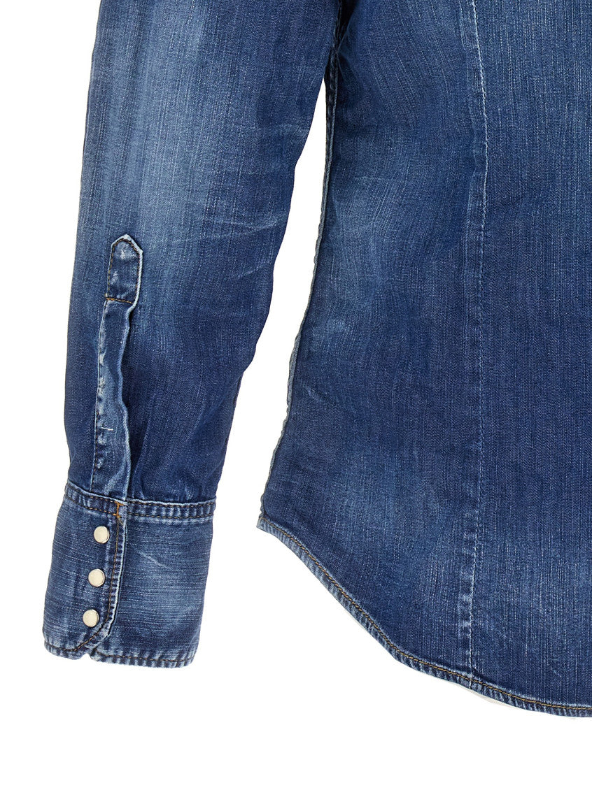 Blue Stretch Denim Shirt 4