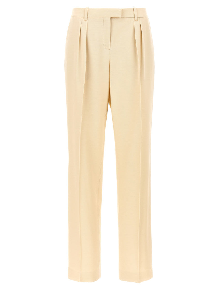 Beige Front Pleats Pants 1