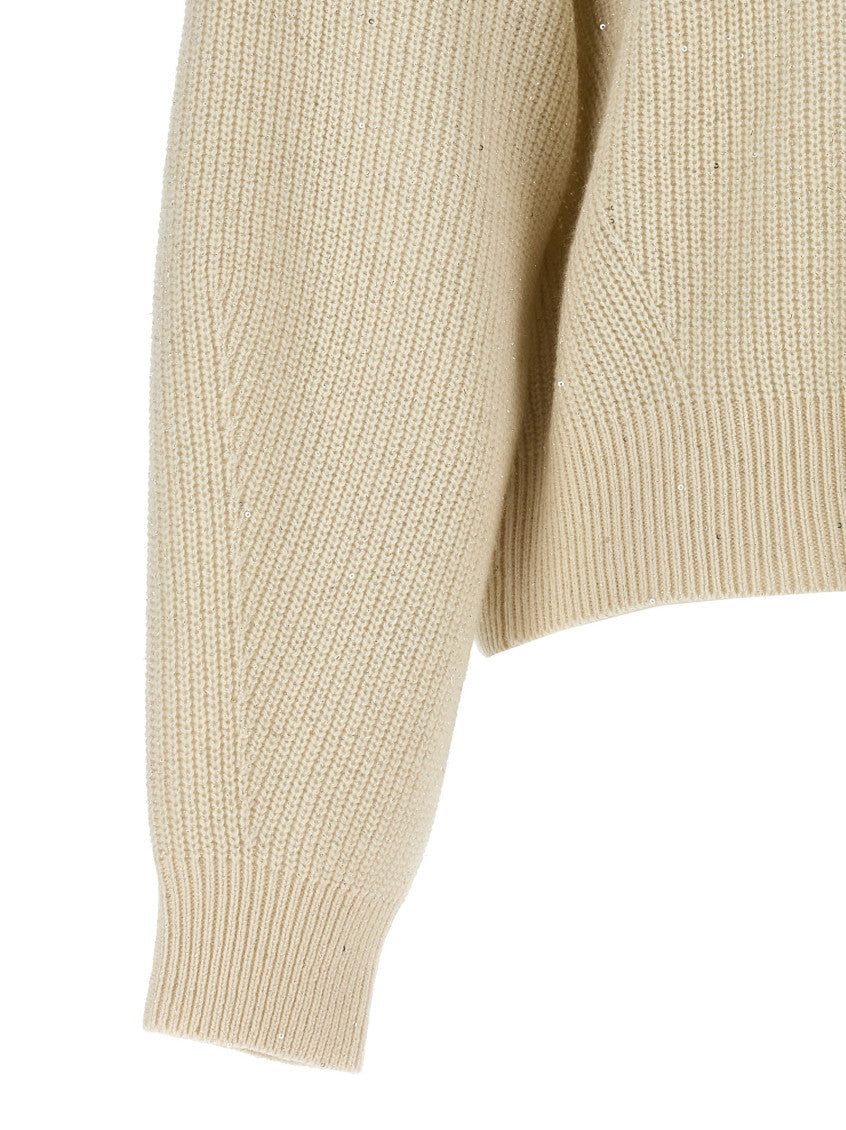 Beige Sequin Sweater 4