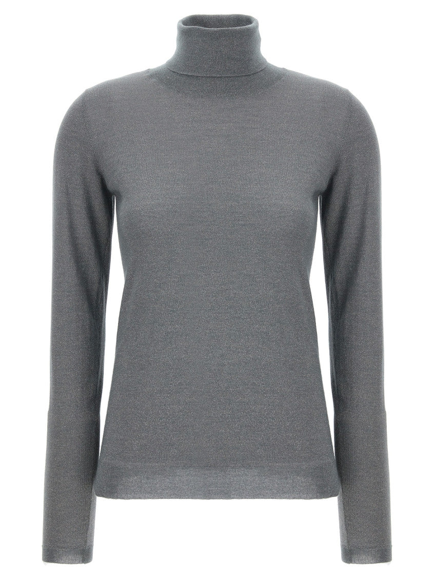 Grey Lurex turtleneck sweater 1