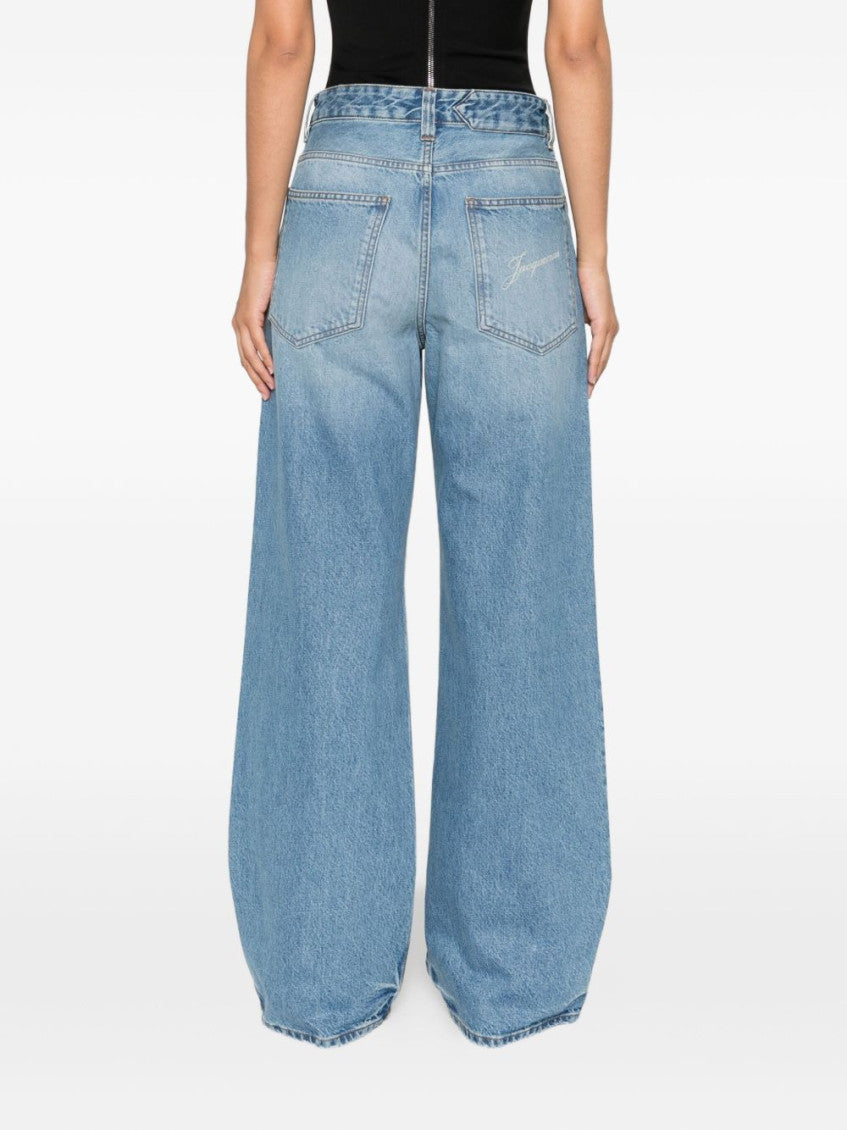 Blue Straight Leg Jeans 2