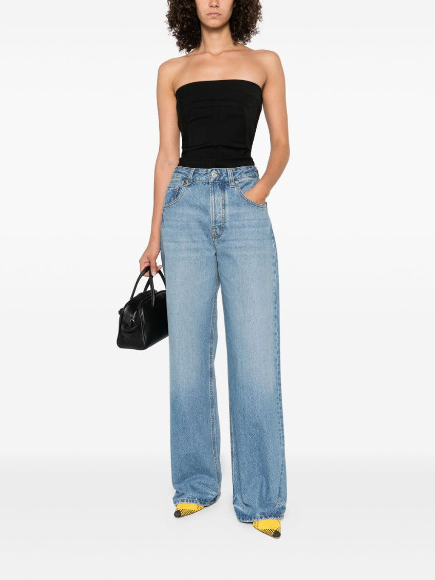 Blue Straight Leg Jeans 4