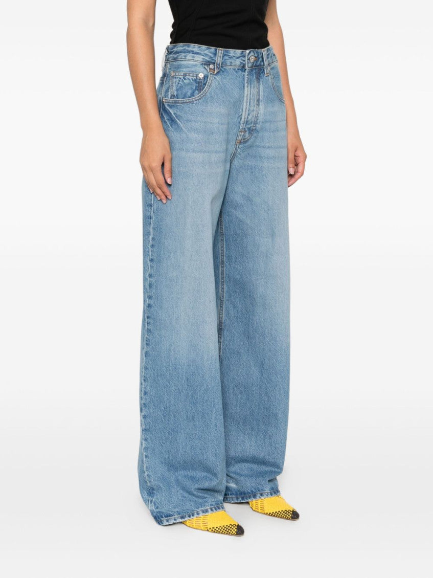 Blue Straight Leg Jeans 5
