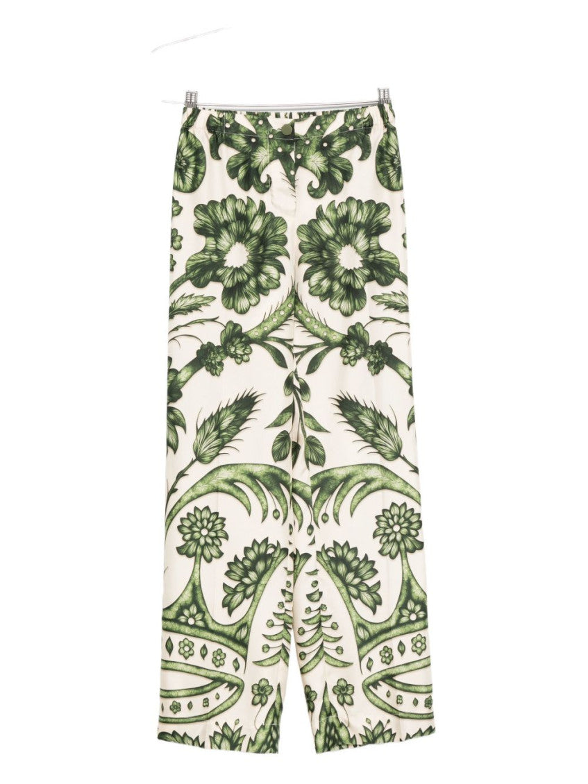 Green Printed Silk Trousers 1