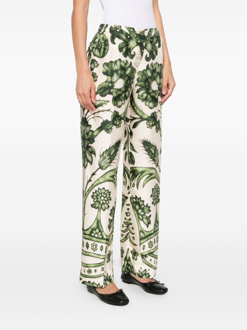 Green Printed Silk Trousers 2