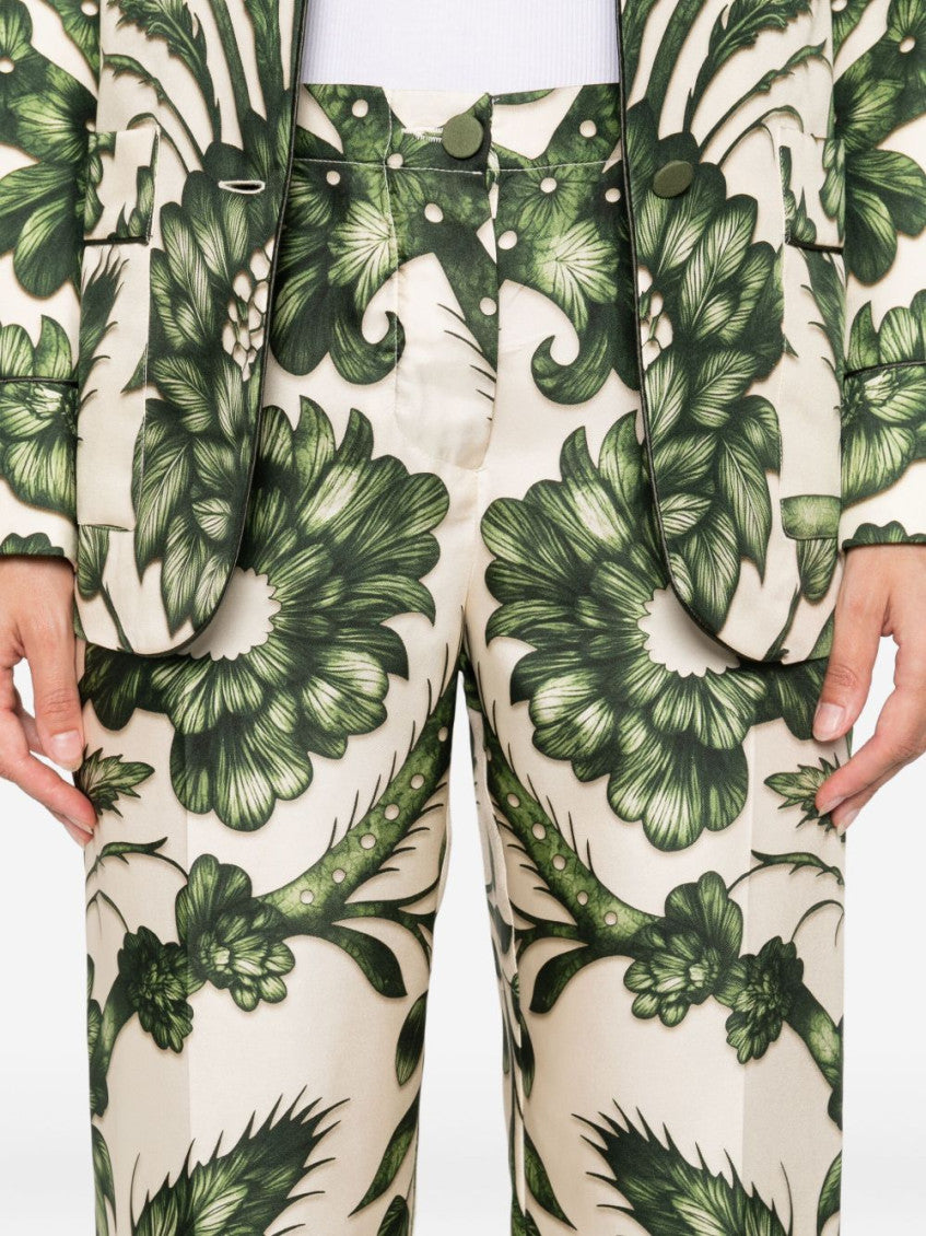 Green Printed Silk Trousers 3