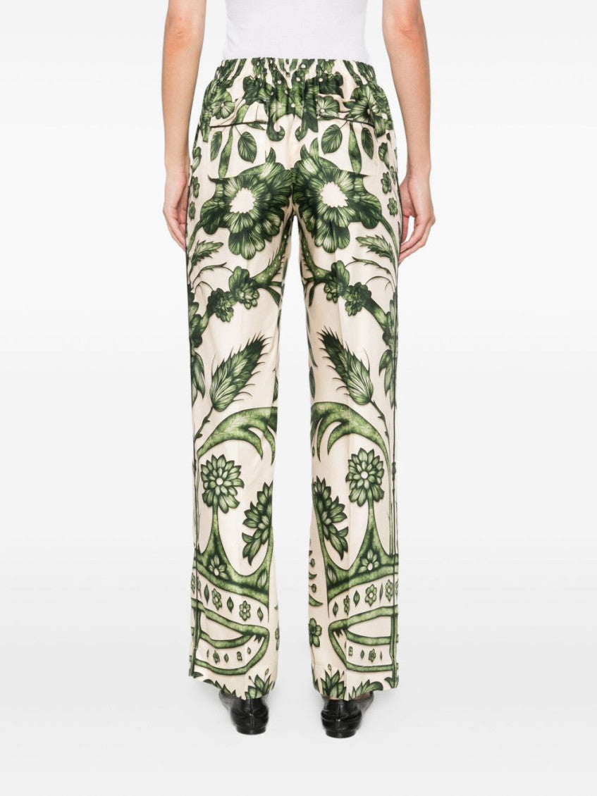 Green Printed Silk Trousers 5
