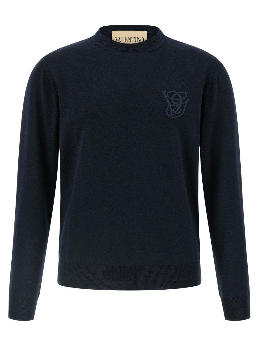 Blue Logo Embroidery Sweater 1
