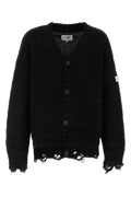 Black Distressed Wool Cardigan 1