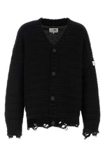 Black Distressed Wool Cardigan 1