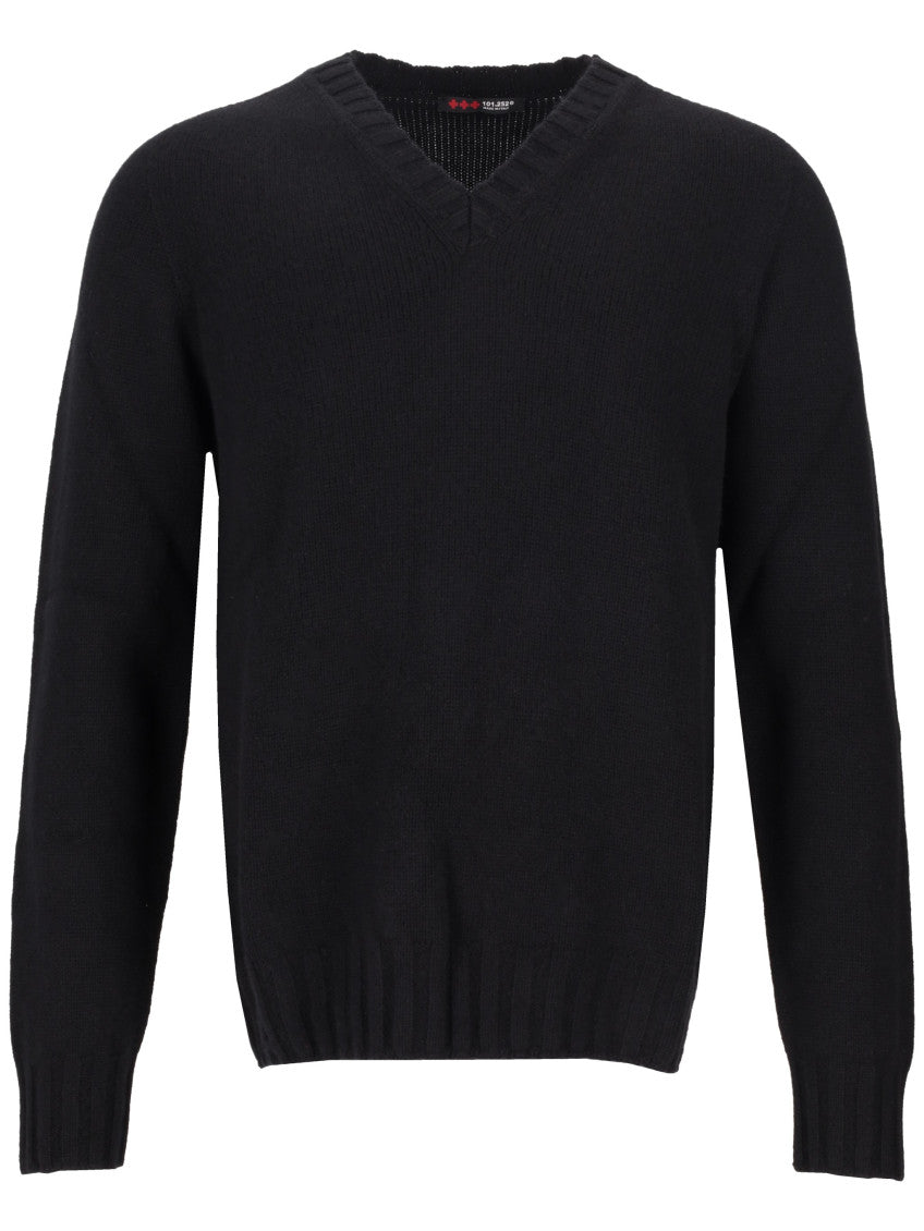 Black V Neck Knit Sweater 1