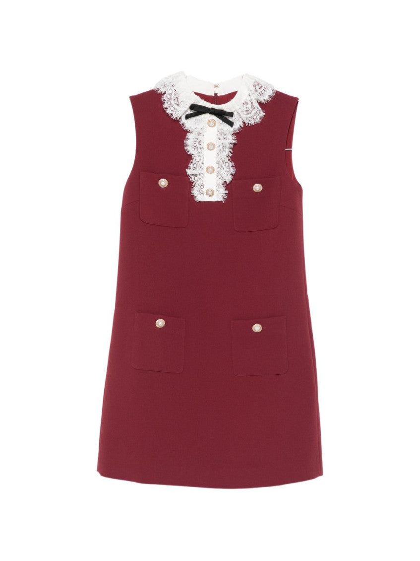 Red Lace collar mini dress 1