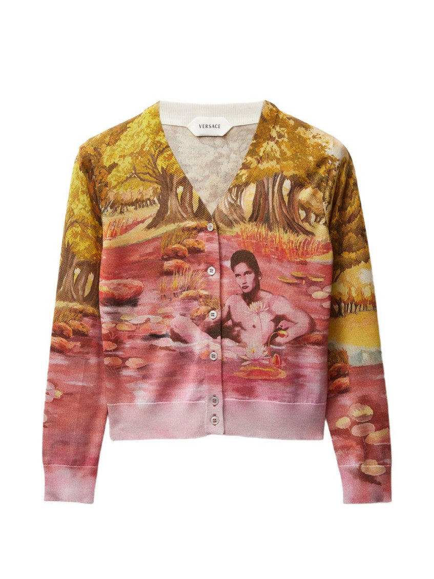 Multicolor Printed V Neck Sweater 1