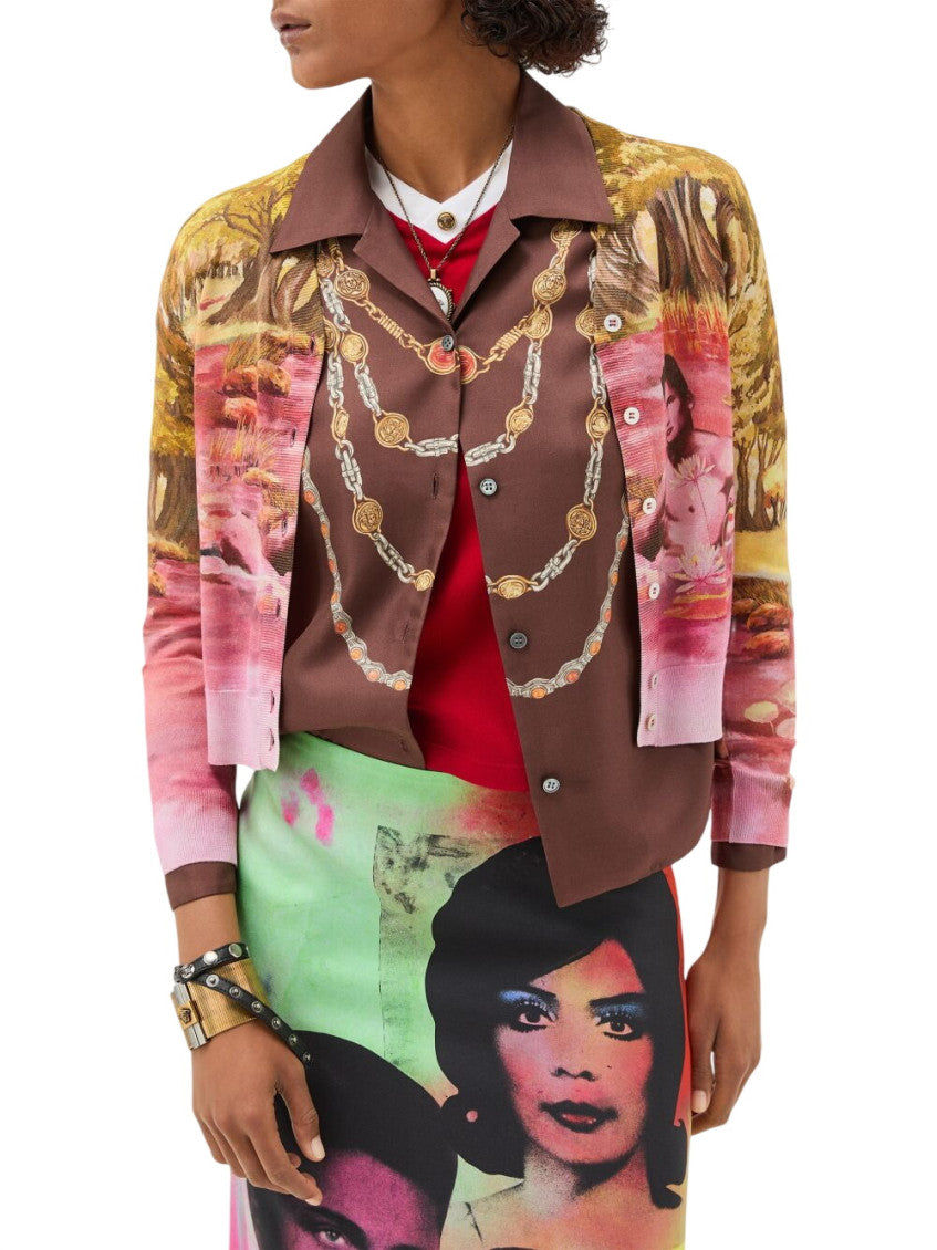 Multicolor Printed V Neck Sweater 2