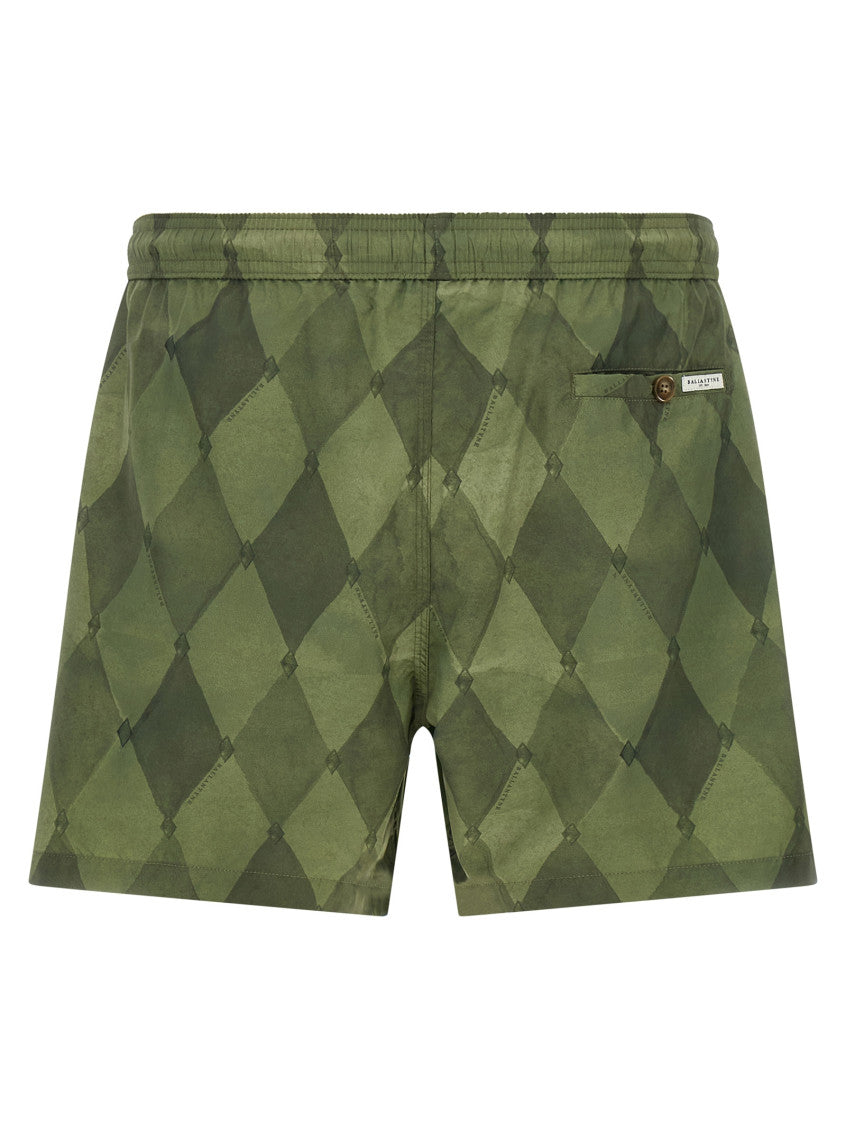 Green Geometric Swim Shorts 2