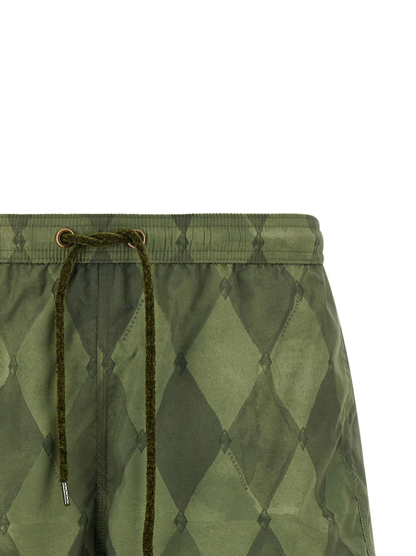 Green Geometric Swim Shorts 3