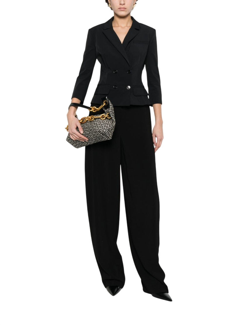 Black Solid Notched Lapel Blazer 1