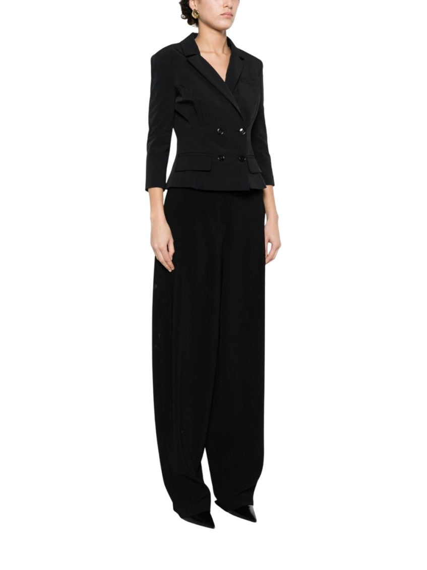 Black Solid Notched Lapel Blazer 3
