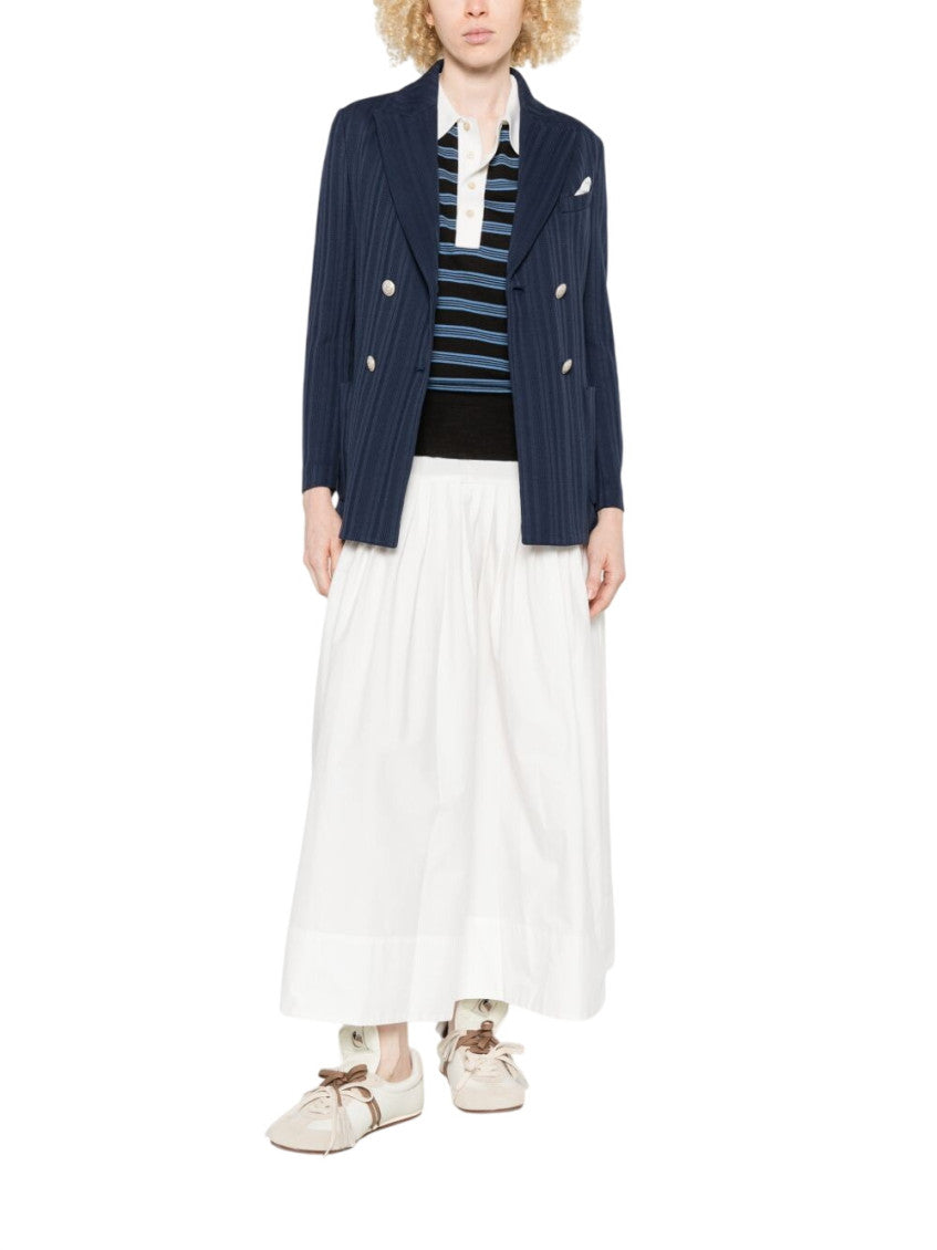 Blue Solid Notched Lapel Blazer 1