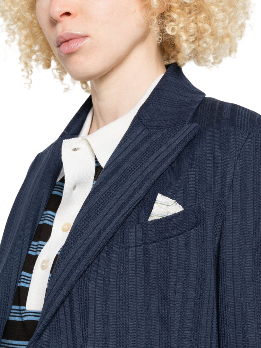 Blue Solid Notched Lapel Blazer 4