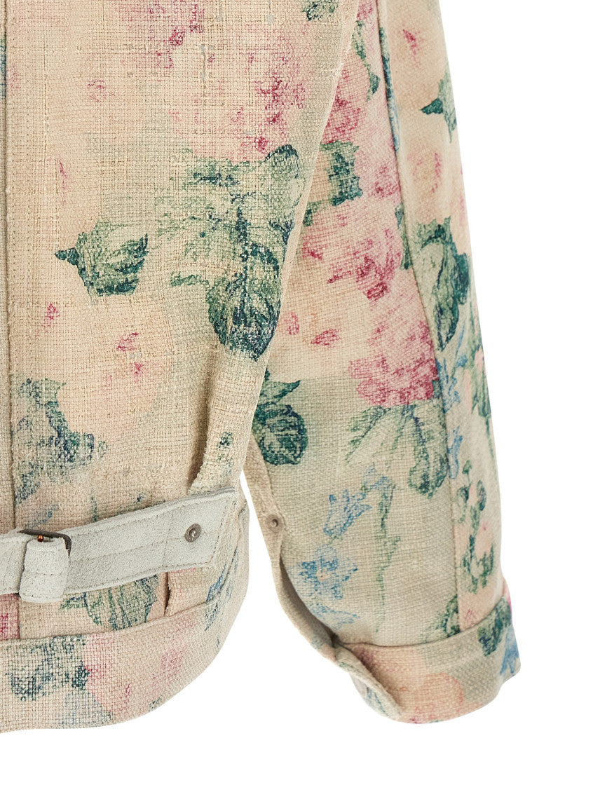 Beige Floral Print Jacket 4