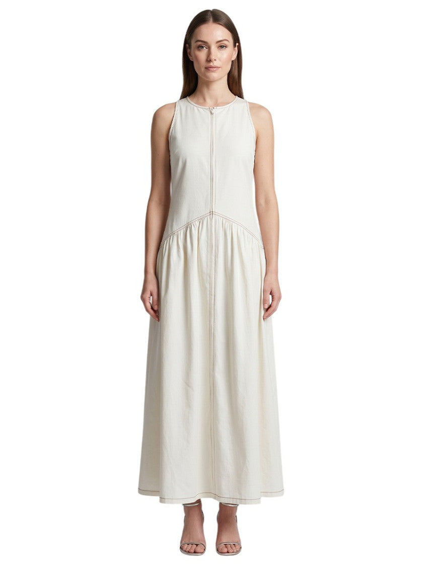 White Round Neck Maxi Dress 1