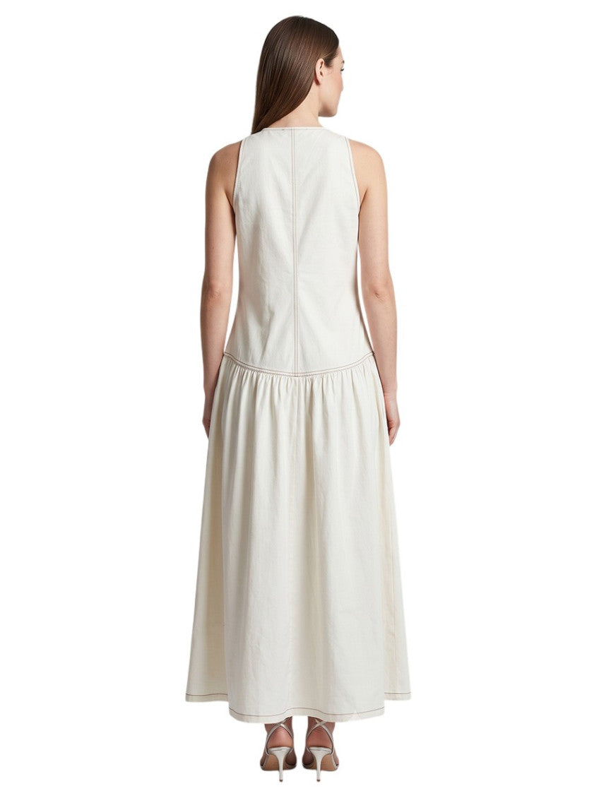 White Round Neck Maxi Dress 2