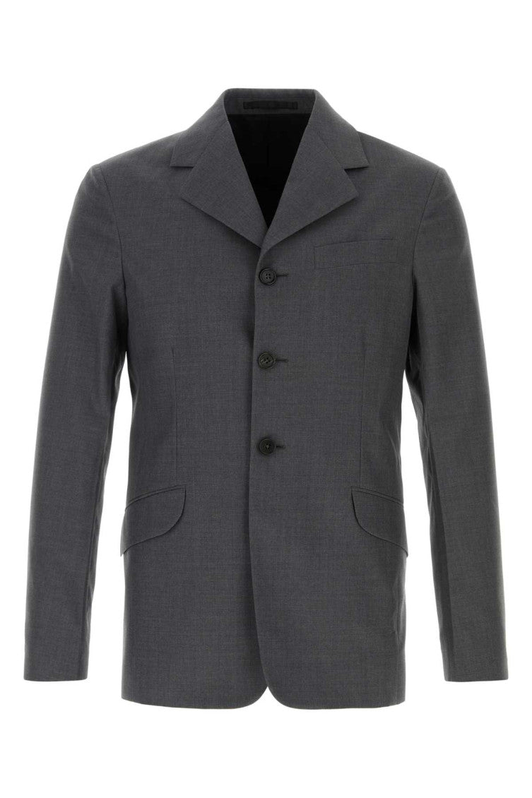 Dark Grey Notched Lapel Blazer 1