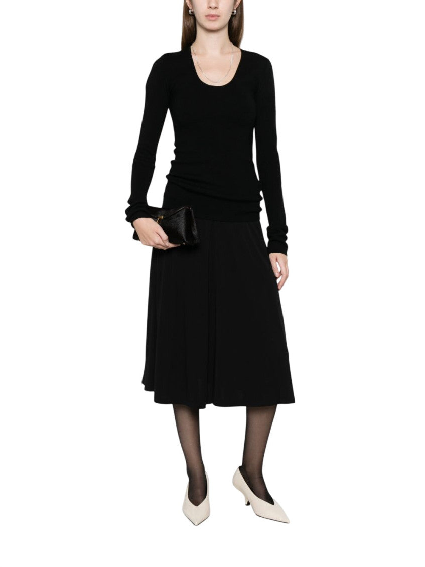 Black Solid Midi Skirt 2