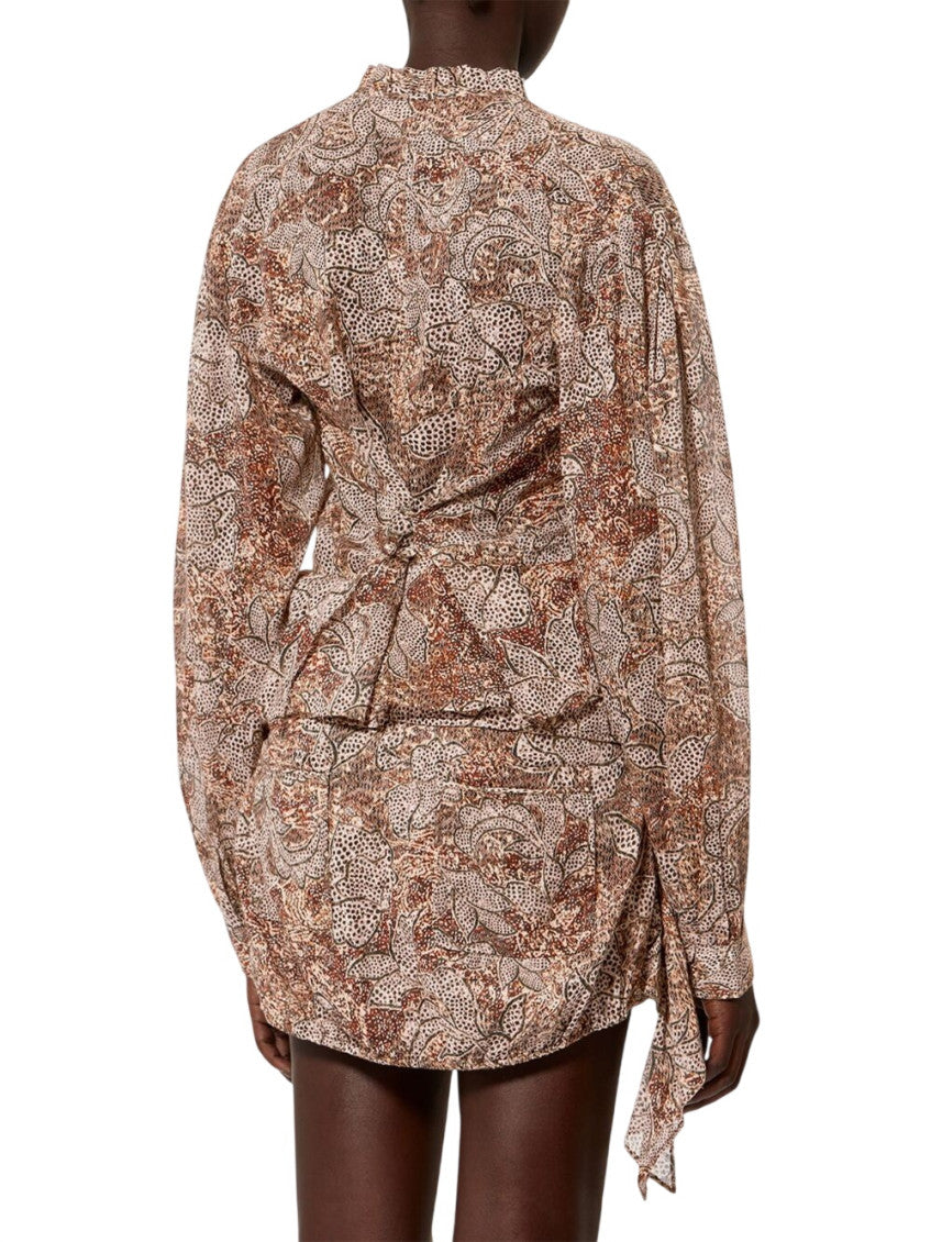 Brown V-Neck Paisley Print Top 2