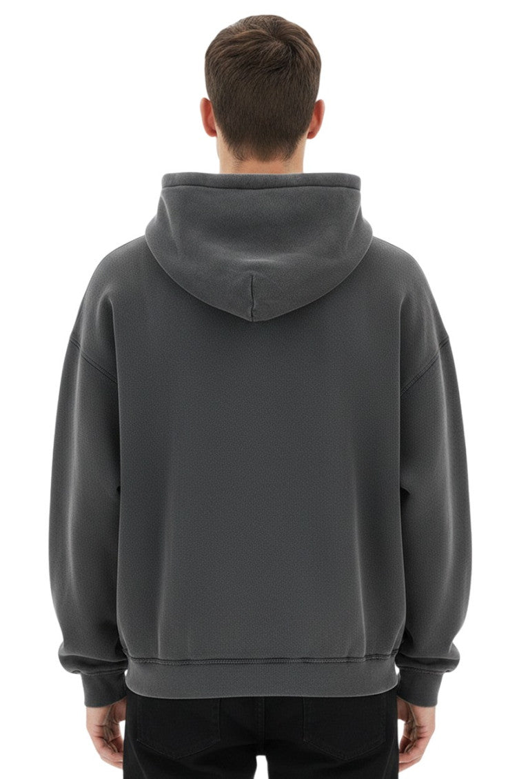 Dark Grey Solid Hoodie 2