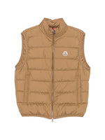 Beige Logo Sleeveless Jacket 1
