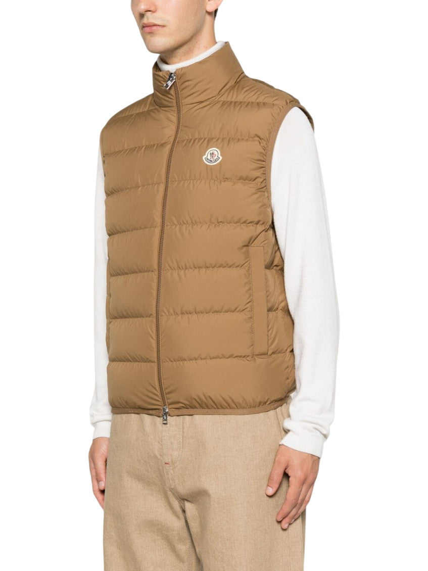 Beige Logo Sleeveless Jacket 2