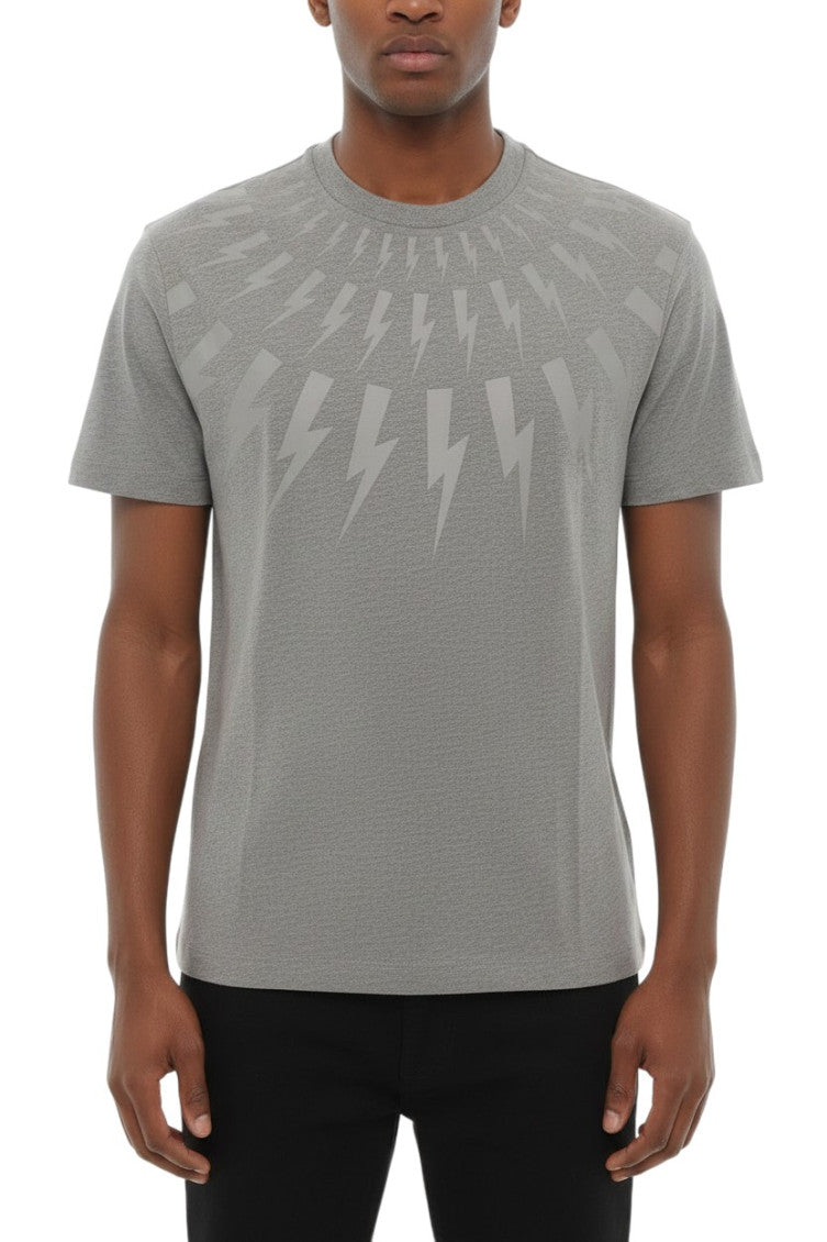 Grey Printed Crew Neck T-Shirt 1