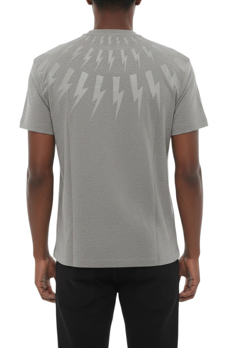 Grey Printed Crew Neck T-Shirt 2