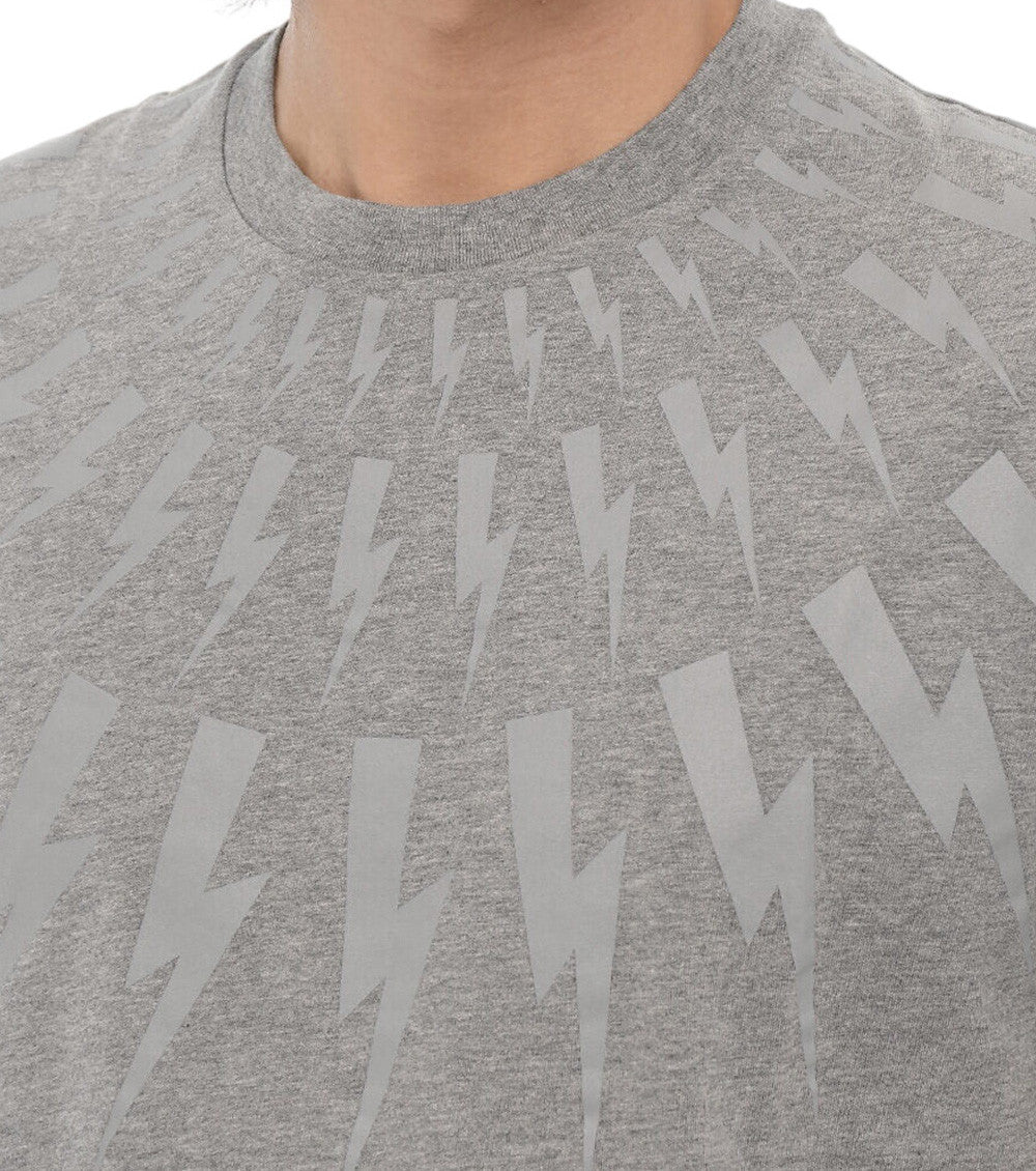 Grey Printed Crew Neck T-Shirt 3
