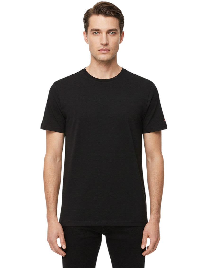 Black Solid Crew Neck T-Shirt 1
