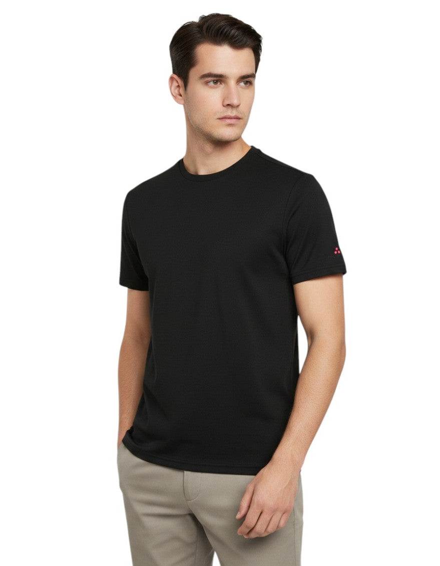 Black Solid Crew Neck T-Shirt 2