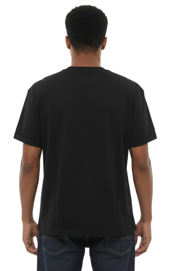Black Solid Crew Neck T-Shirt 2