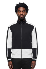 Black Color Block Zip Up Sweatshirt 1