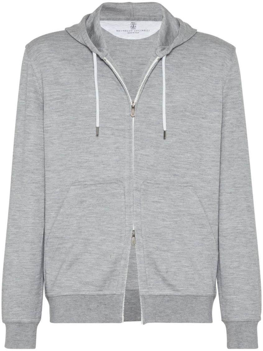 Grey Solid Zip Up Hoodie 1