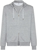 Grey Solid Zip Up Hoodie 1