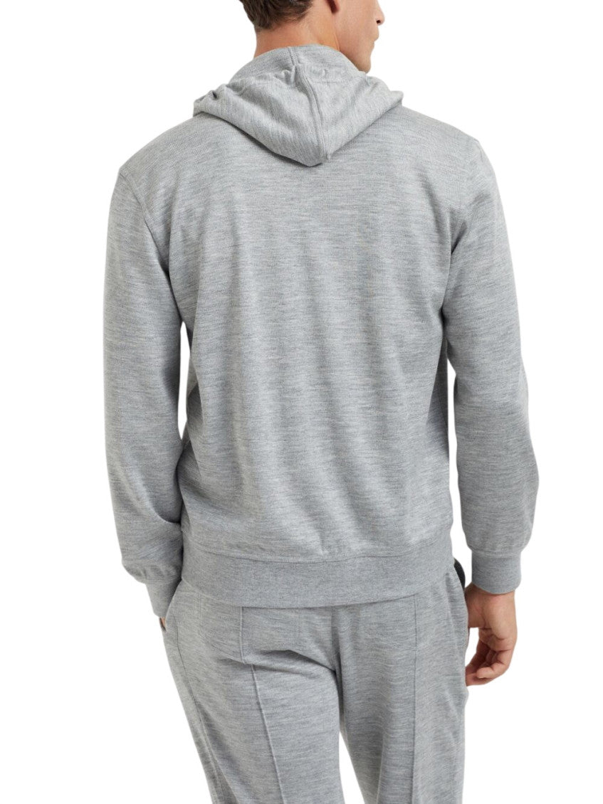 Grey Solid Zip Up Hoodie 2