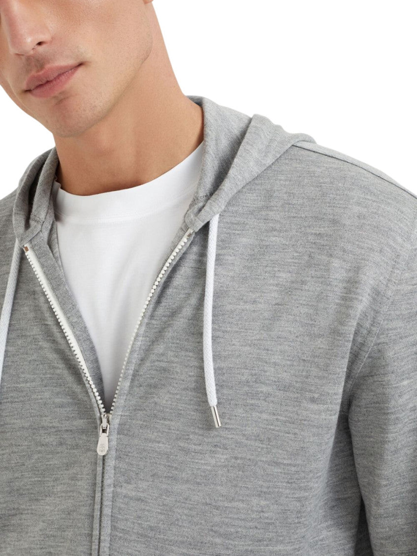 Grey Solid Zip Up Hoodie 3
