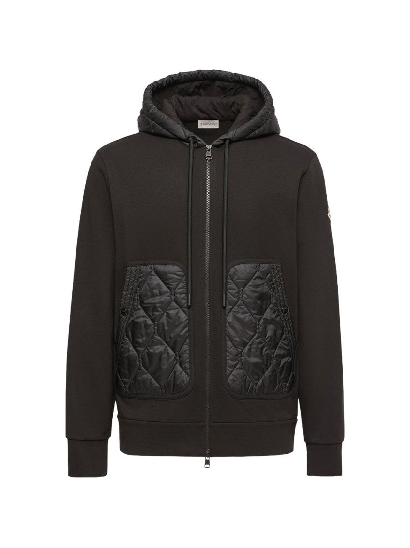 Black Quilted Zip Up Hoodie 1
