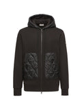 Black Quilted Zip Up Hoodie 1