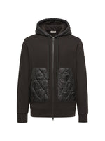 Black Quilted Zip Up Hoodie 1